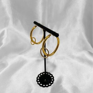 14K Gold Double Oval Hoop Earrings